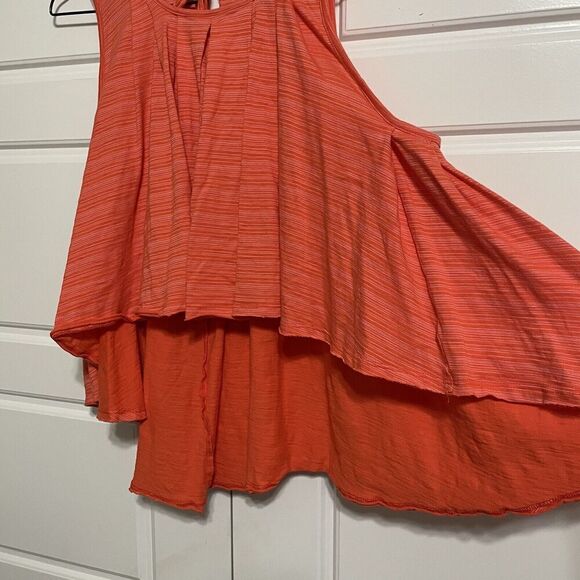 Free People Swing Tank Top Pleated High Low Sleeveless Coral Size‎ S - Picture 7 of 10